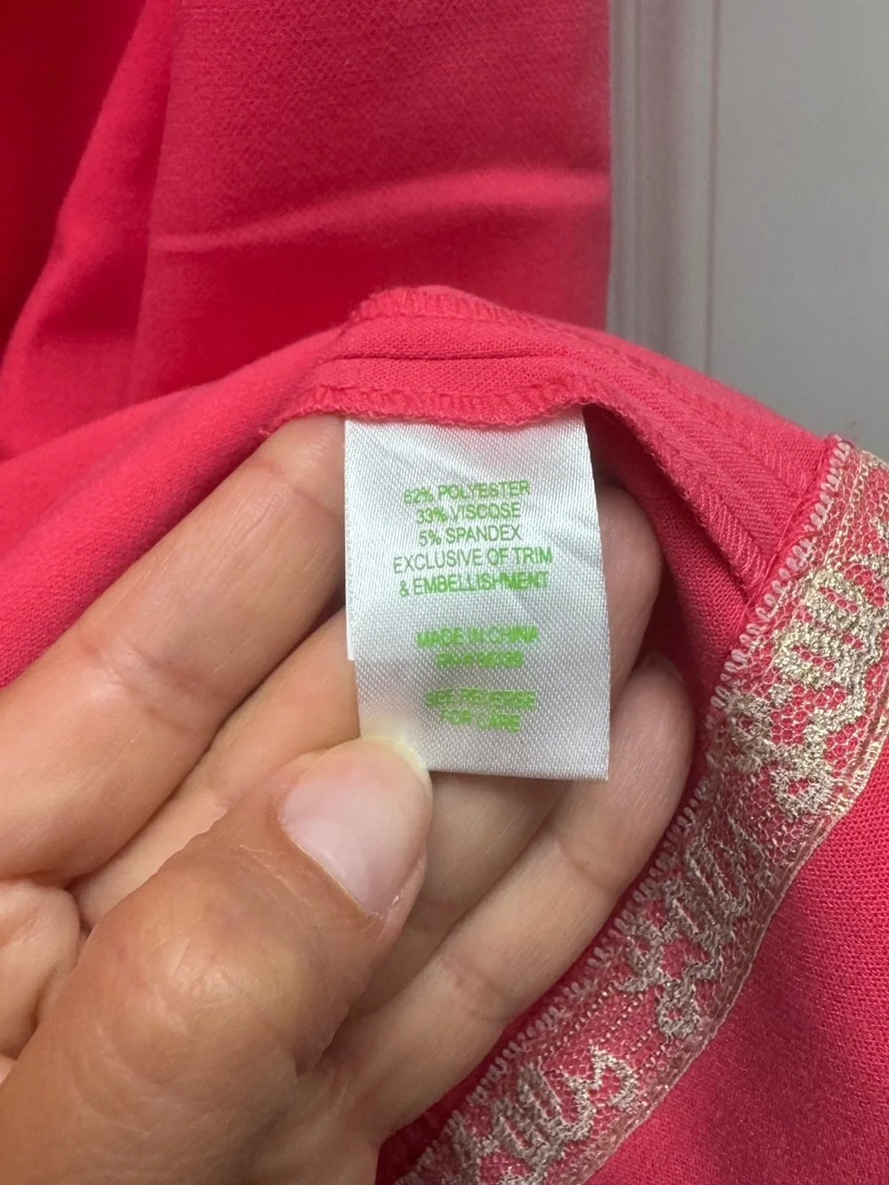 Lilly Pulitzer Bronte Shift Dress Scuba Beaded Jeweled Neckline Pink Azalea 10 - Picture 10 of 15